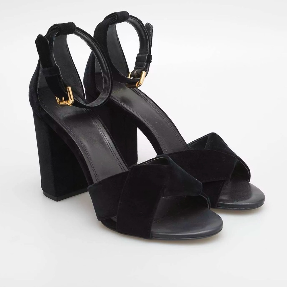 Maje Black Block Heel Sandals
